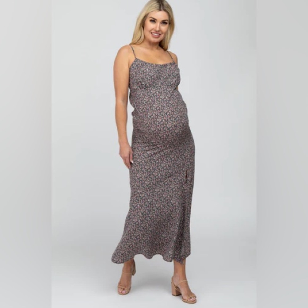 PinkBlush Ditsy Charcoal Maternity Slip Dress